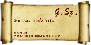 Gerics Szénia névjegykártya